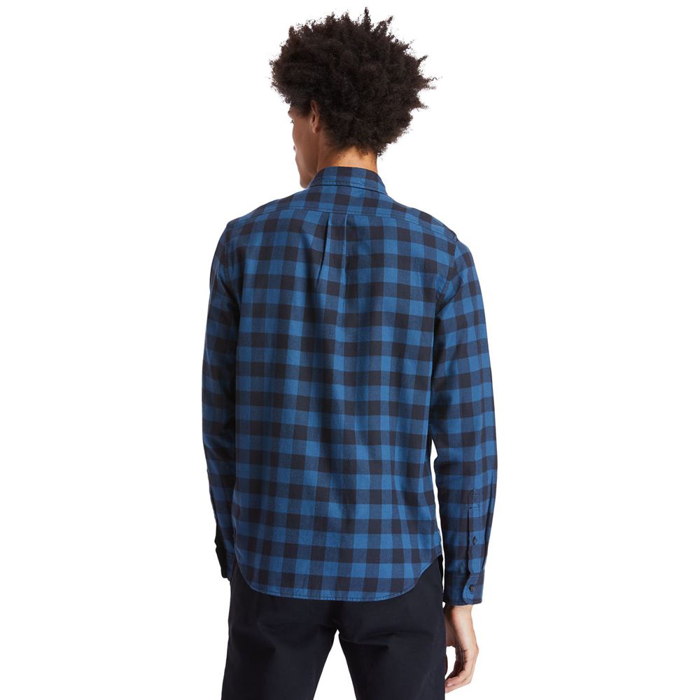 Camisa Masculino - Timberland Nashua River Long-Sleeve Flannel Check - TBEAU3274 - Azul Marinho